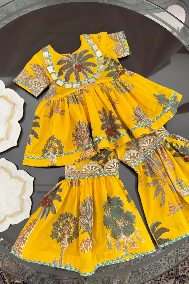 Sunshine Yellow Yoke Sharara Set – By Reet Lifestyle
