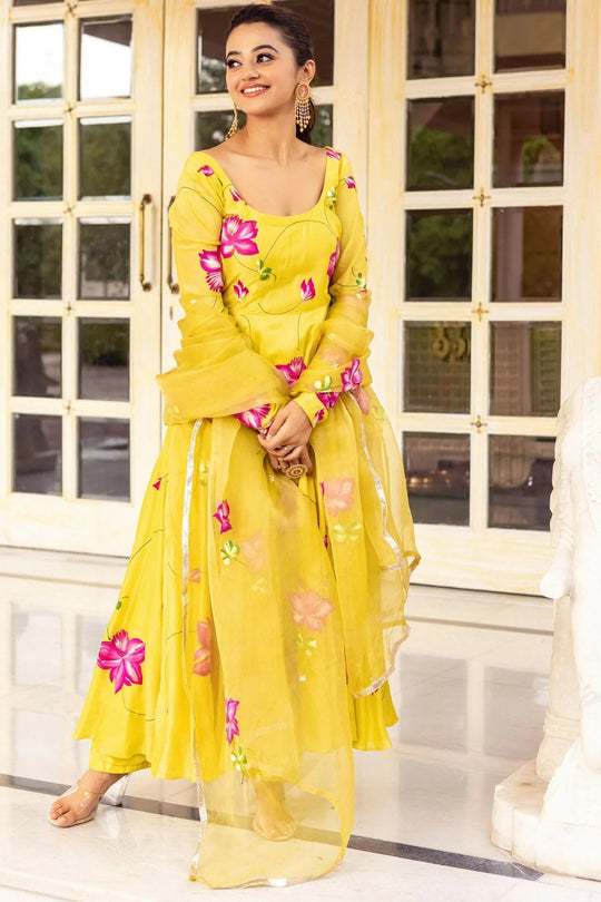 Meher Floral Handpainted Suit Set