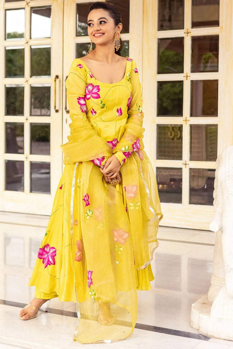Meher Floral Handpainted Suit Set