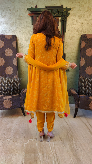 chinnon anarkali suit with traditional look