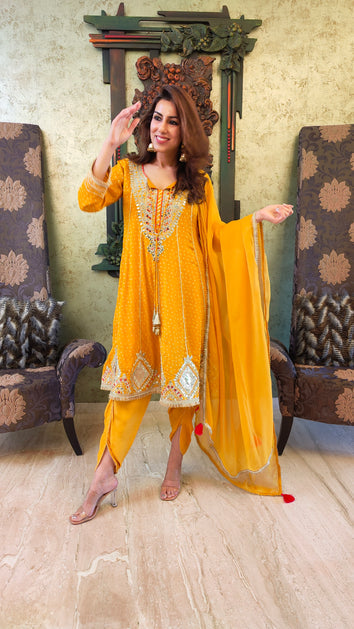 tulip style dhoti pants with anarkali kurta