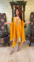 Yellow Anarkali Dhoti Set
