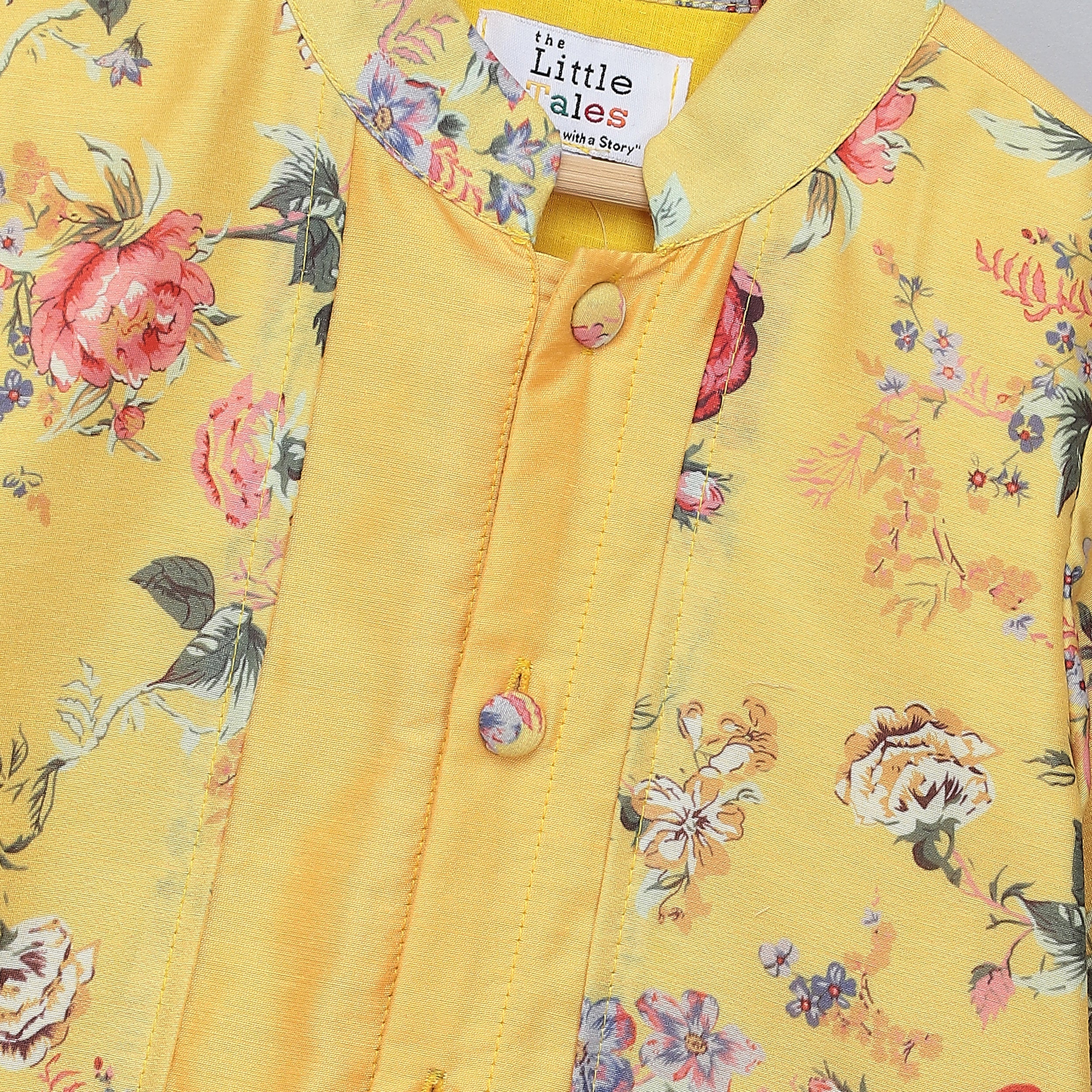 Yellow Boys Kurta Pyjama with Printed Jacket