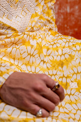 Yellow linen kurta for men