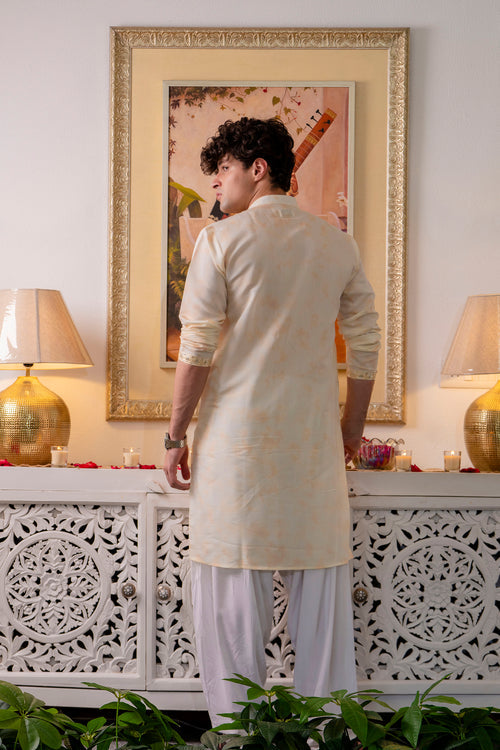 Yellow kurta with embroidery