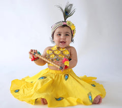 Yellow halter neck lehenga for girl