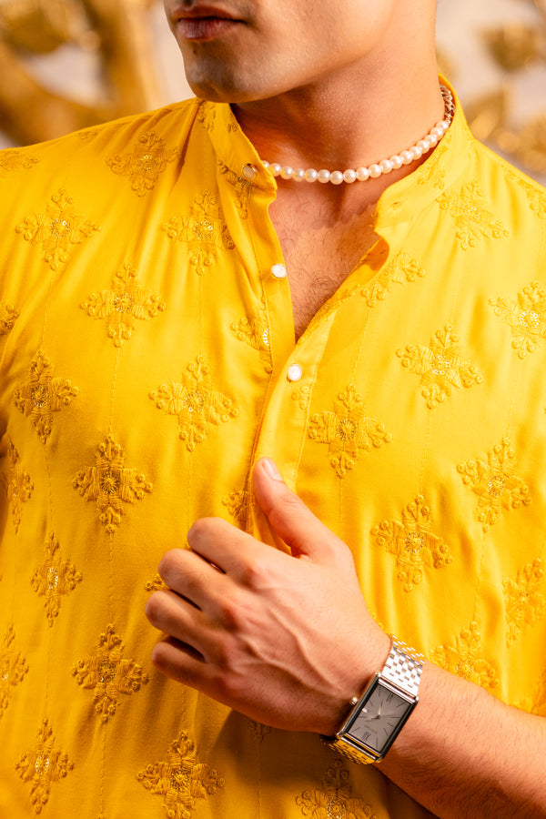 Men’s embroidered cotton kurta