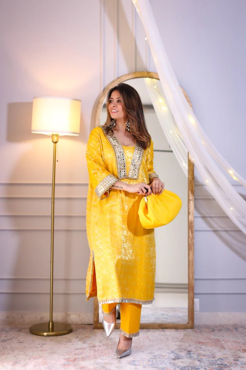 Mustard Royale Brocade Co-Ord Set