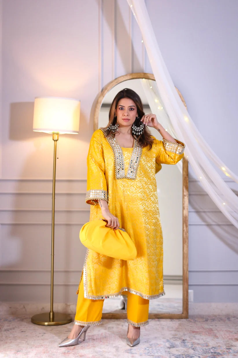 Mustard Royale Brocade Co-Ord Set