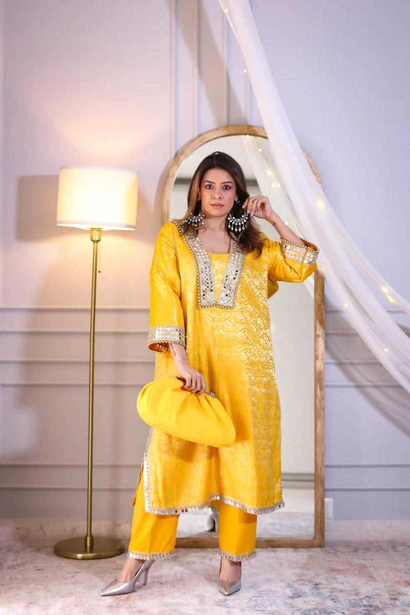 Mustard Royale Brocade Co-Ord Set