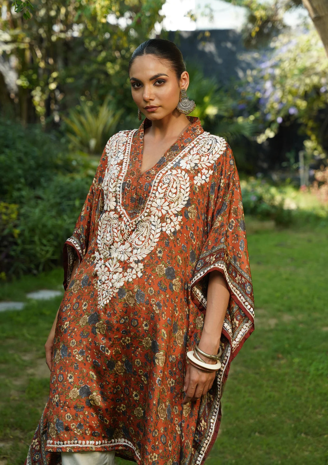 Sunheri Chikankari Luxe Kaftan Set