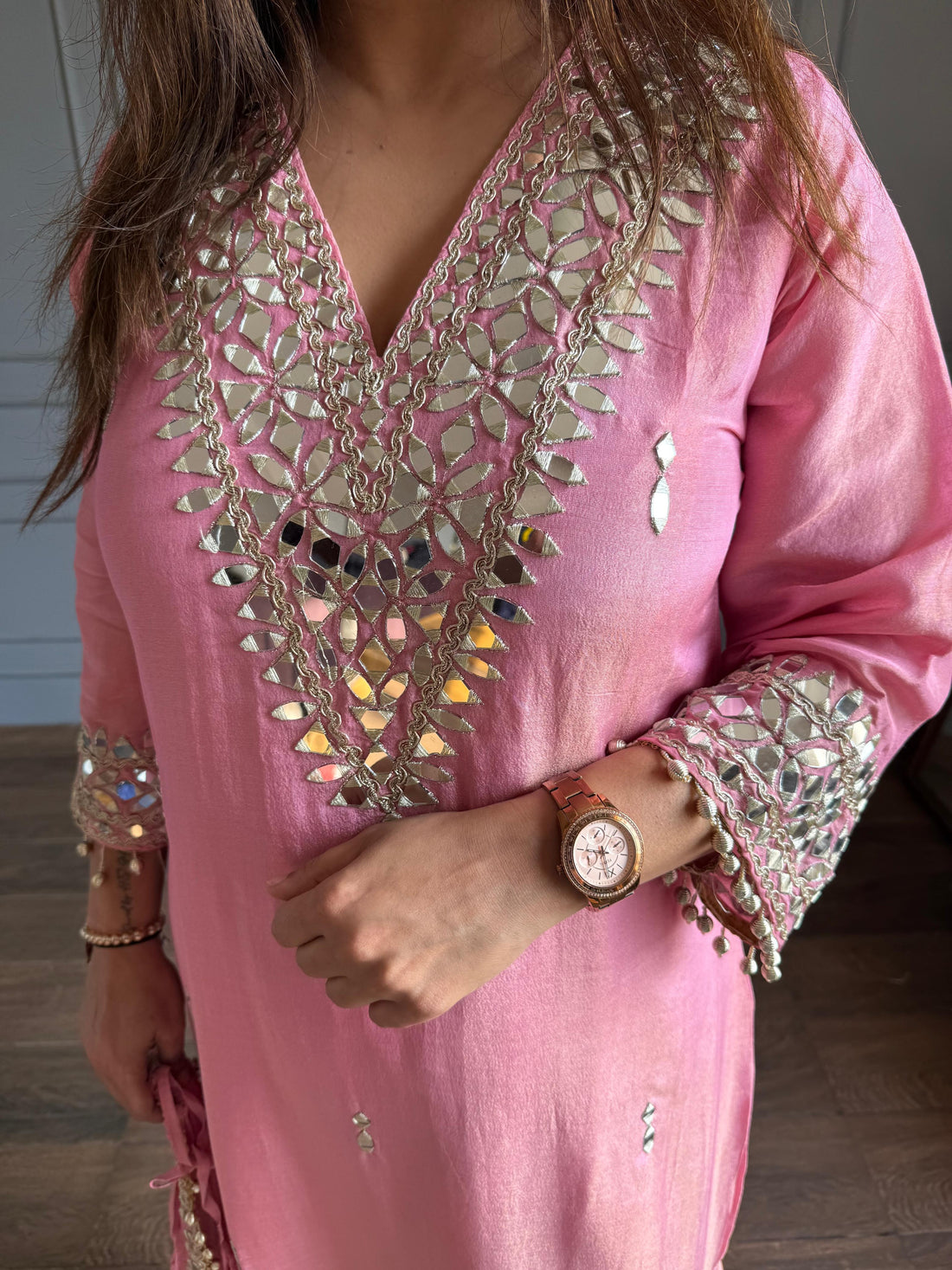 Noor-E-Aina Mirror Work Tissue kaftan