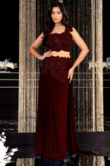 Dark Blue Imported Embellished Skirt Set