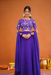 Zaara Dark Purple Crop Top and Skirt Set