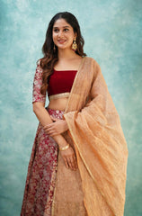 Zara Maroon Banarasi Silk Set