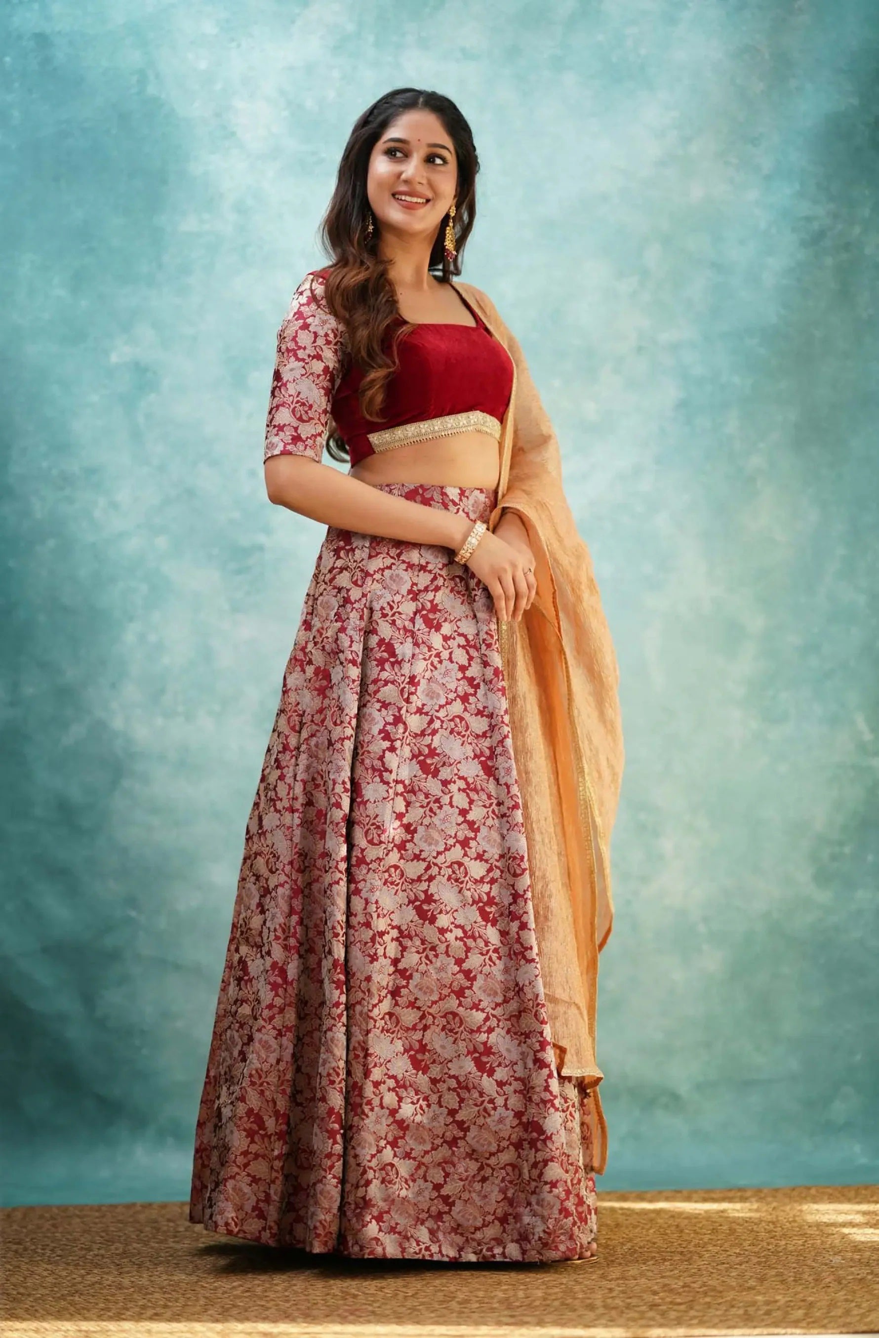 maroon ethnic wear