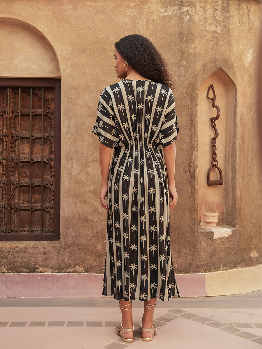 Zohra Black White Flare Maxi Dress